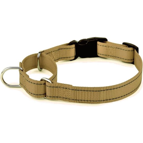 Martingale Reflective Dog Collar Adjustable Safety Nylon  Medium Dogs-Golden Tan - Picture 1 of 4